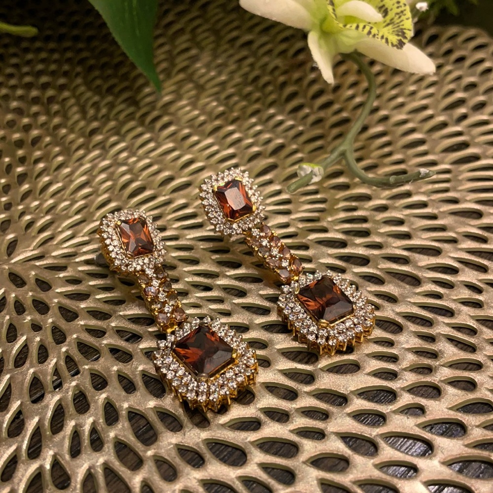 Champagne and zircon earings